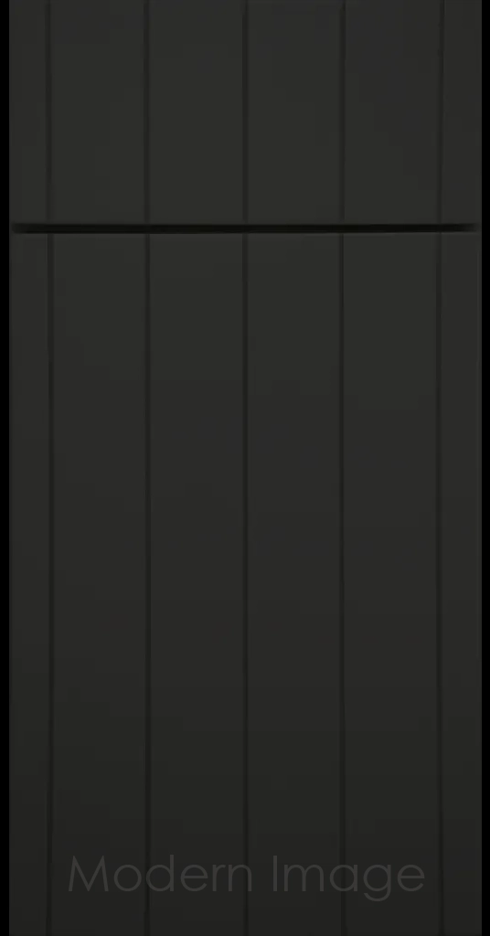 Brooklyn Flat-Panel Cabinet Door with 5 evenly spaced Vertical Grooves, Midnight Sun color.